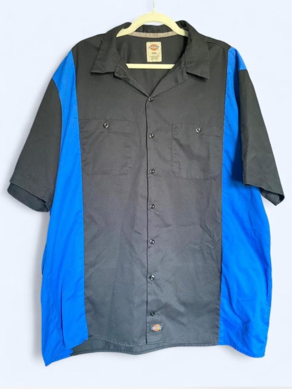 Dickies Black & Royal Blue Colorblock Work Shirt Short Sleeve 2XL